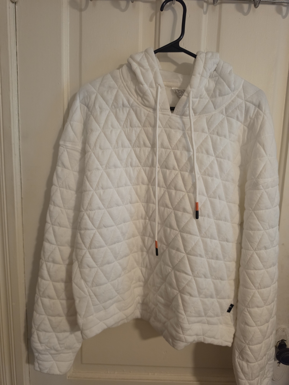 0ZYIA White Quilted Hooded Pullover Hoodie